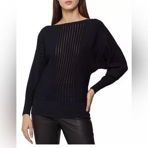 Reiss - Beth Sheer Panel Sweater - Navy - Large